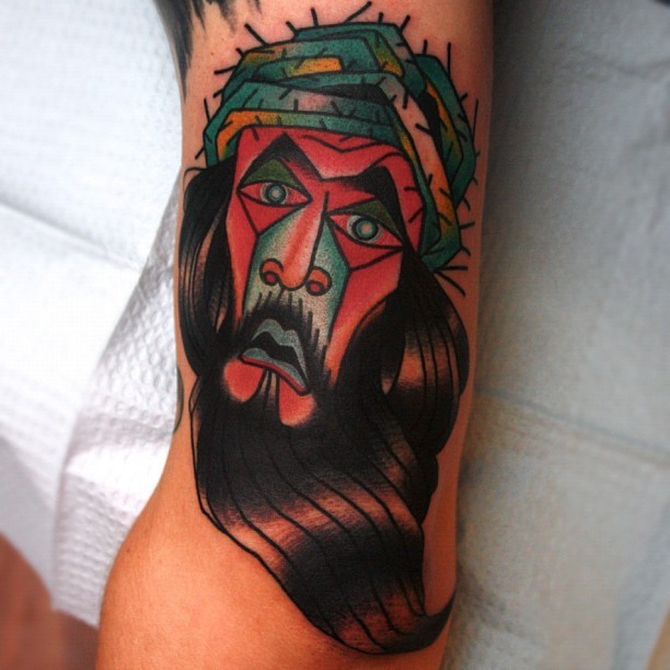 Homemade style colored tattoo of Jesus portrait
