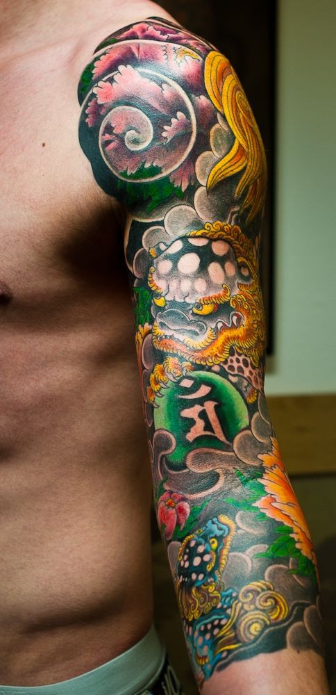 Japanese style dragon tattoo on arm