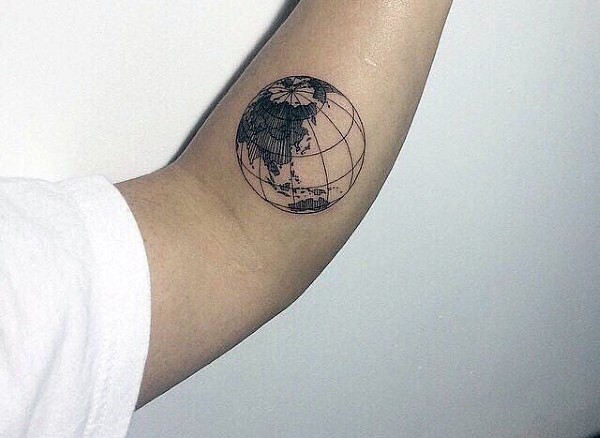 Little simple black ink earth tattoo on arm