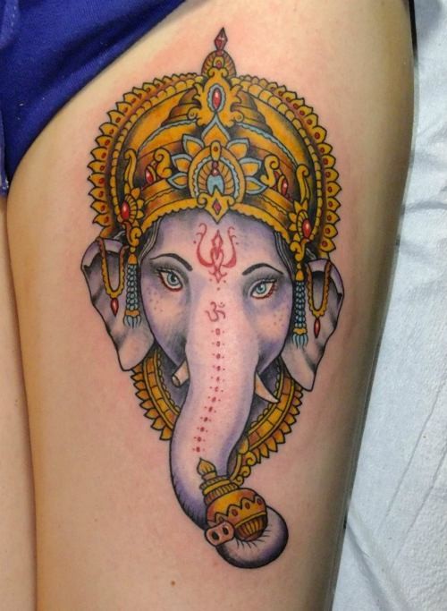 Schöner Kopf der Ganesha Tattoo von Erich Foster