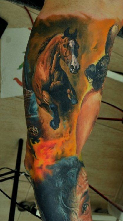 Lovely realistic horse tattoo