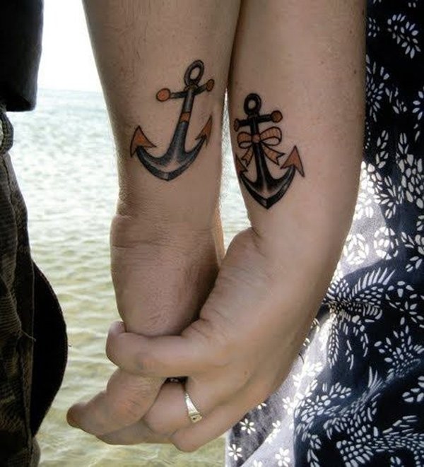accoppiamento bel amicizia ancoraggio  tatuaggio su braccio