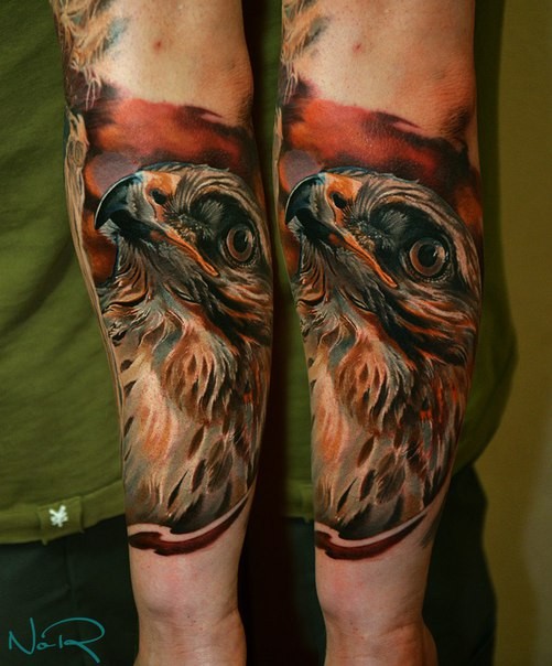 Marvelous very detailed arm tattoo of lifelike eagle