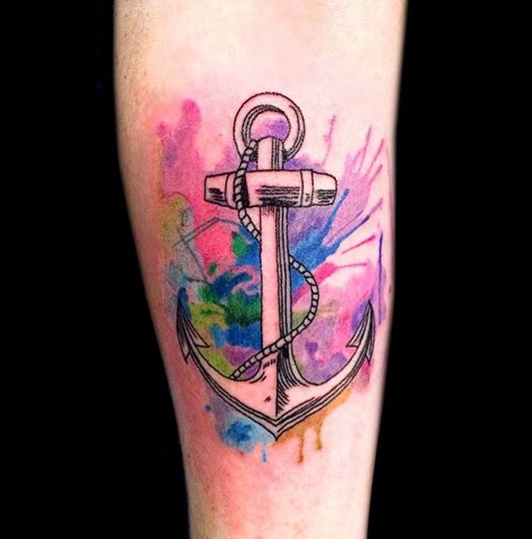 Nautical style little tattoo of anchor