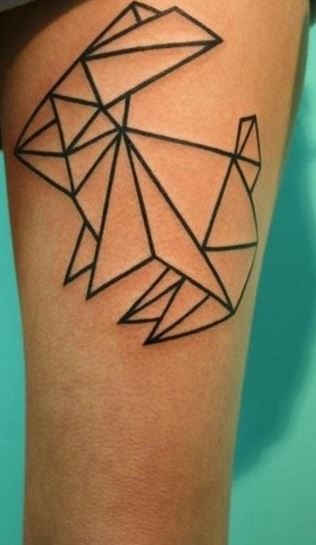 Neat dark black ink origami rabbit original idea tattoo