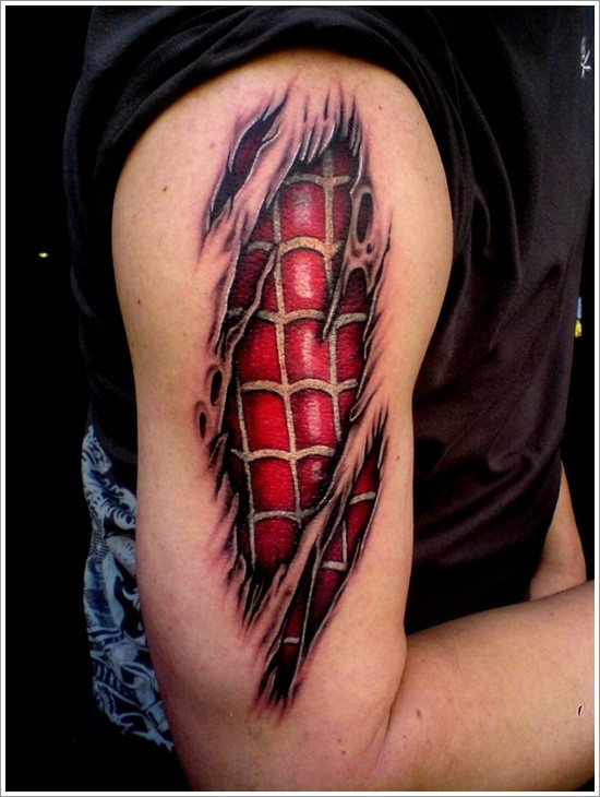network da sotto pelle strappata tatuaggio su braccio