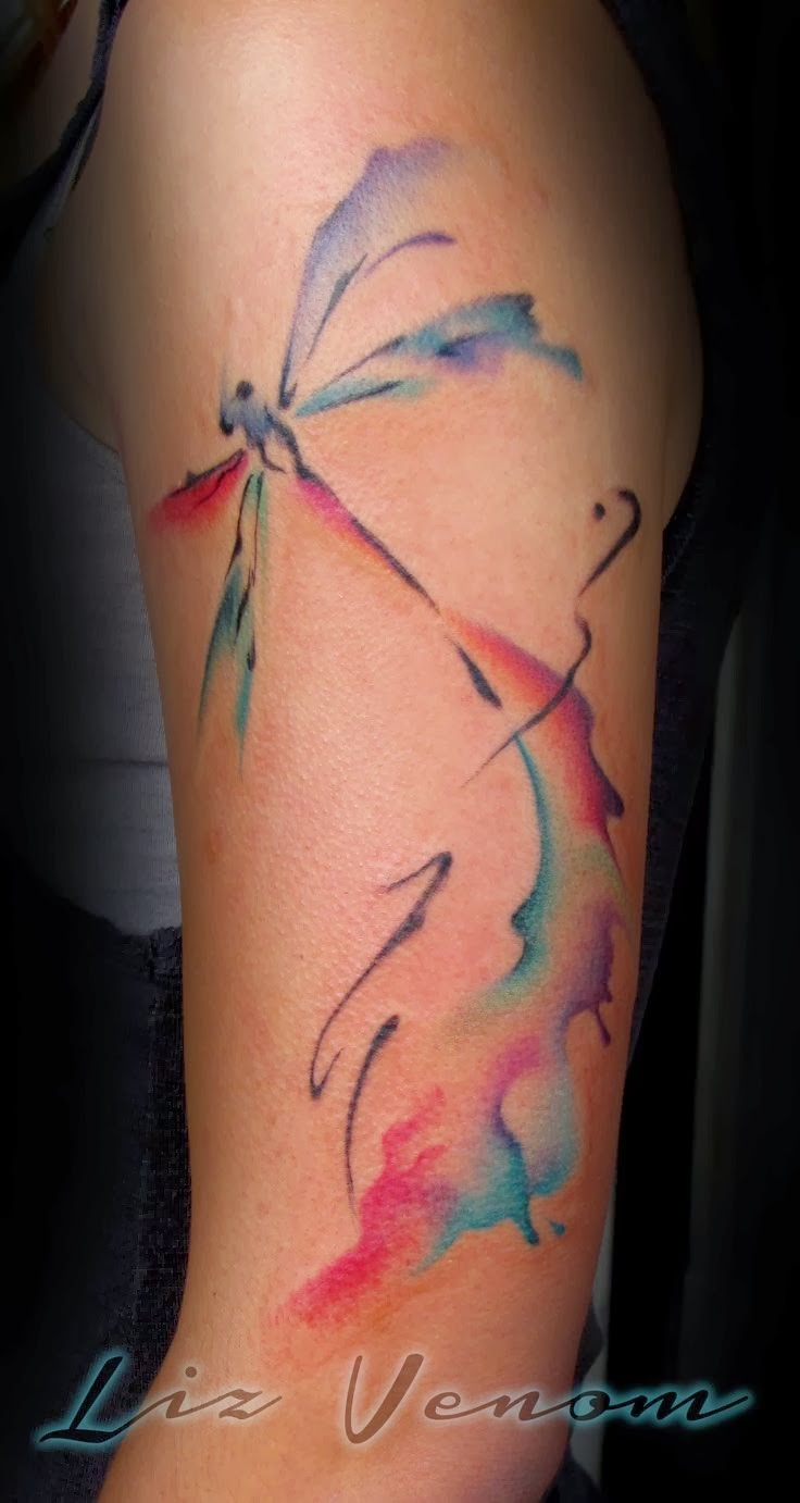 New design of dragonfly tattoos by Liz Venom