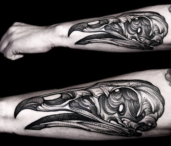 Tatuagem nova da mão do estilo 3D da escola do crânio grande do animal