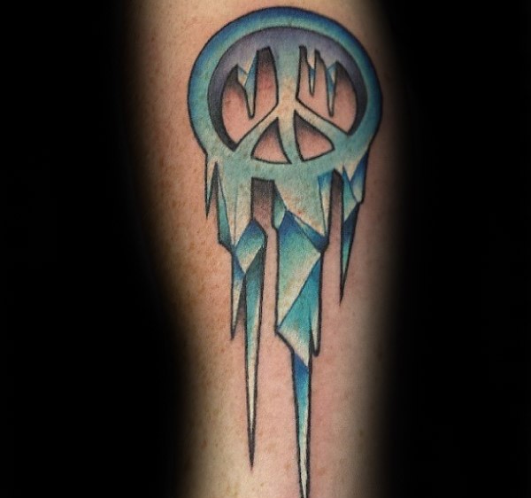 New school style colored arm tattoo of ice like pacific symbol