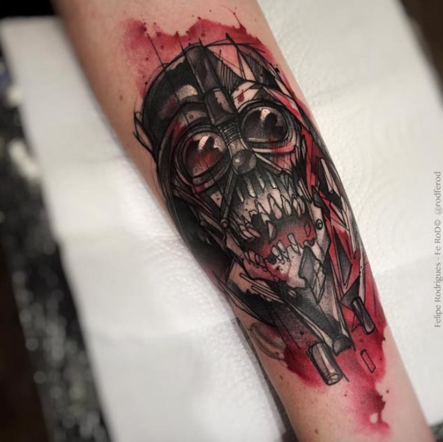 New school style colored creepy Darth Vader&quots skull