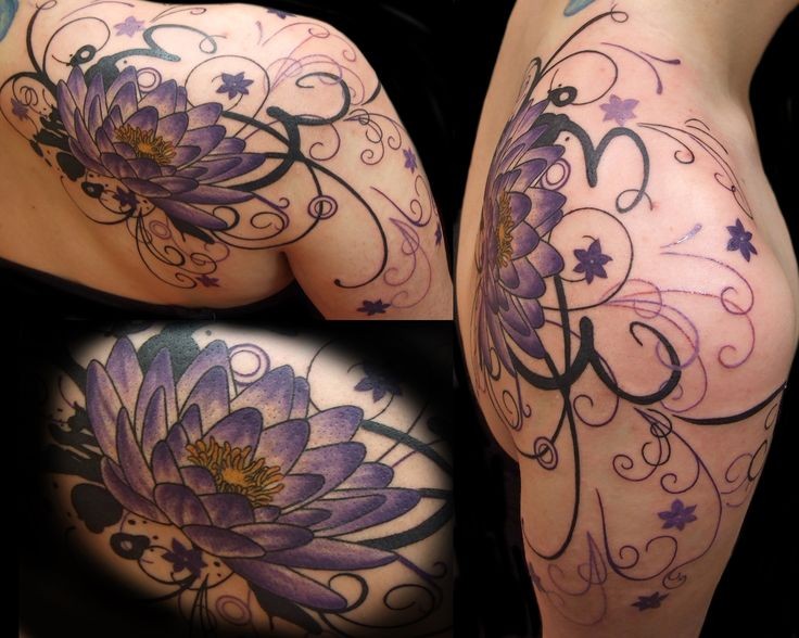 New school style colored shoulder tattoo of lar beautiful flowers