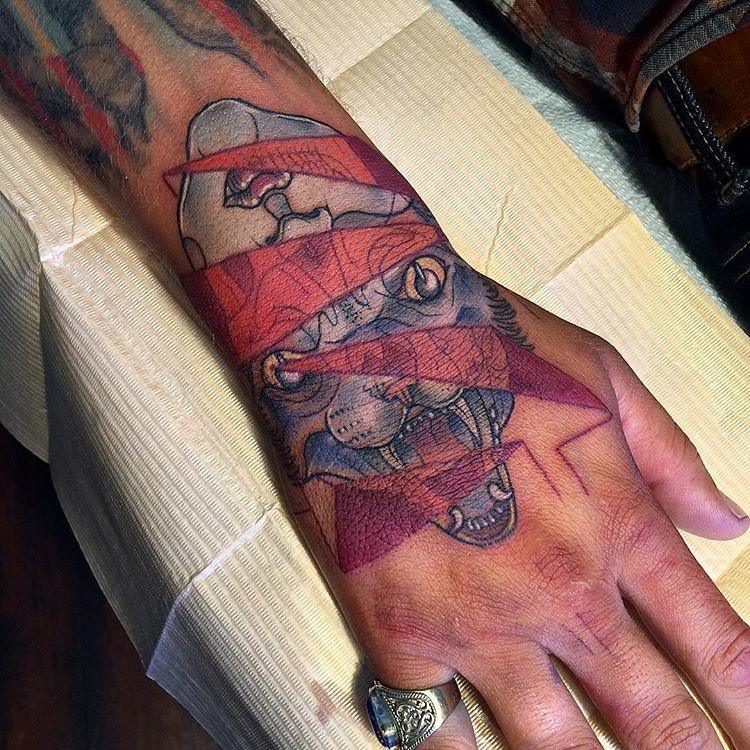 Novo estilo de escola colorido tatuagem de pulso do gato mal
