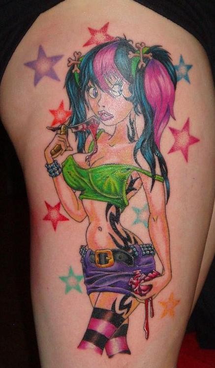 Neue Schule farbenfrohes Pin Up Mädchen Tatto