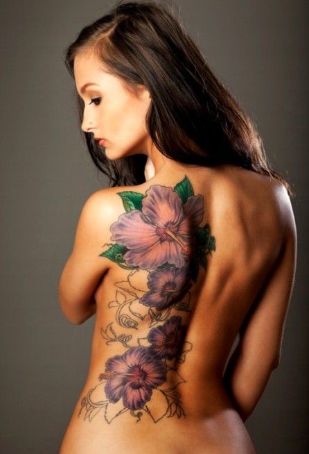 Nice colorful flowers tattoo for girls