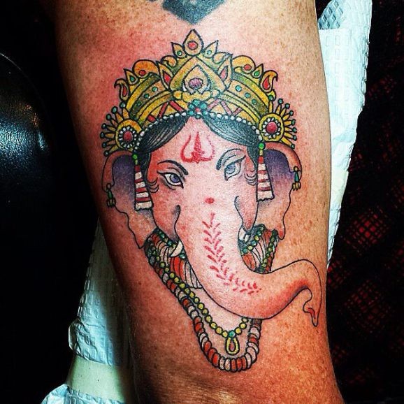 Nice ganesha head  tattoo by Matty Runks