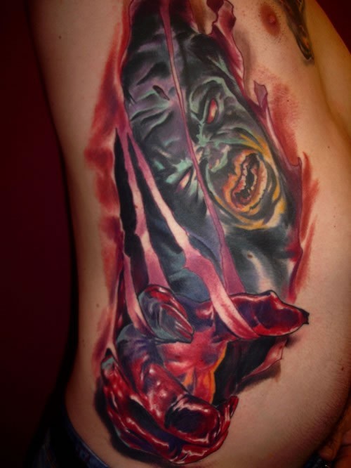 Nightmare escapes to outside through skin tattoo