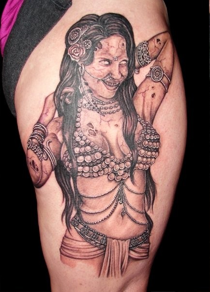 Oriental dancer zombi pin up girl tattoo