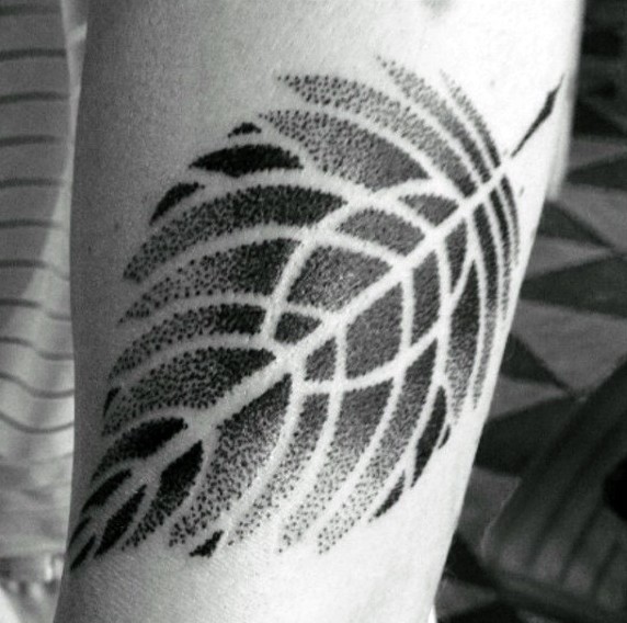 Original design leaf shaped doted black and white tattoo