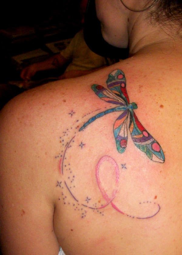 Patchwork dragonfly tattoo for women