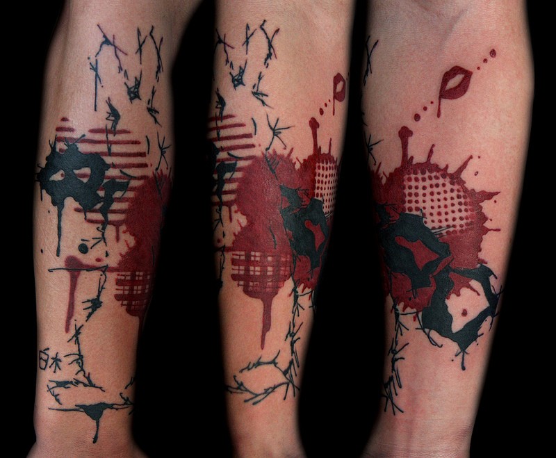 Photoshop style colored arm tattoo of mystical picture