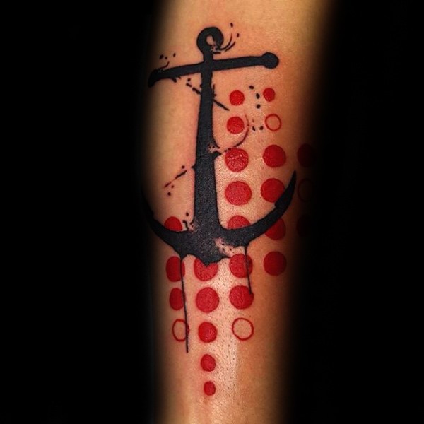 Photoshop style colored black anchor with red dots