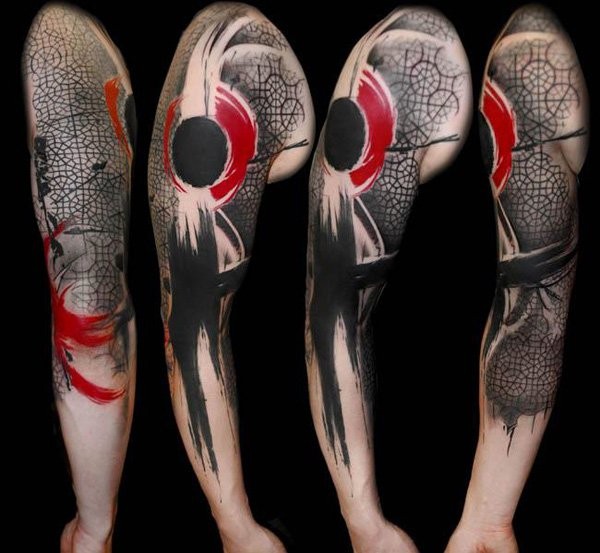 Photoshopstil farbiger Oberarm Tattoo der verschiedenen Verzierungen