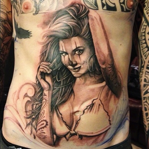 Pin up santa muerte girl tattoo by Antonio Macko Todisco