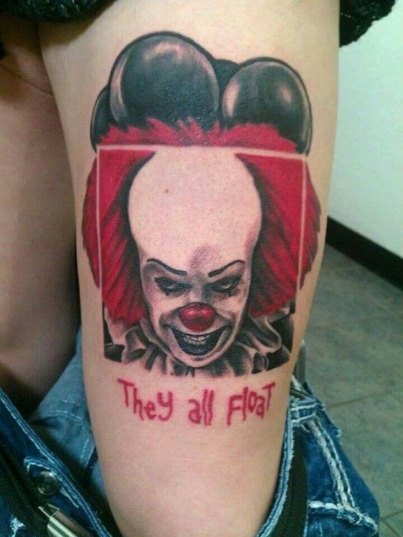Portrait of evil clown tattoo