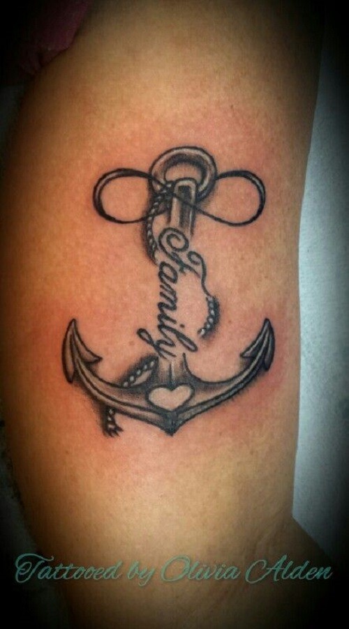 Pretty little tattoo with traditional anchor
