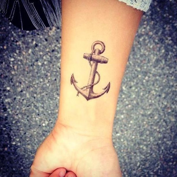 Pretty traditional anchor tattoo on hand - Tattooimages.biz