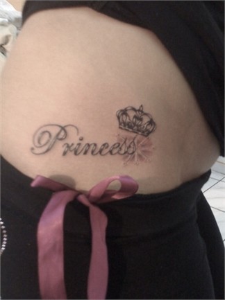 Pretty word princess and crown tattoo