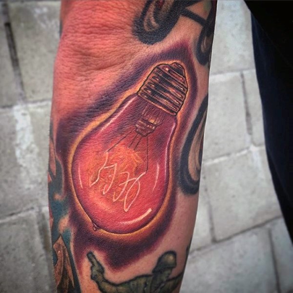 Realism style colored bulb tattoo