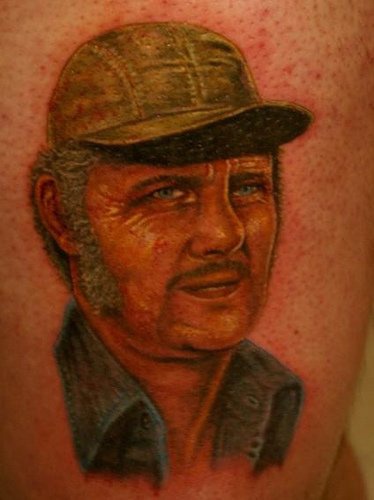 Redneck in hat tattoo