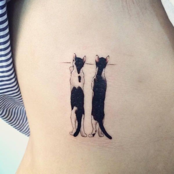 Romantic painted for girls tattoo of funny cats