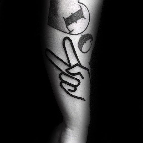Simple black ink forearm tattoo of human hand