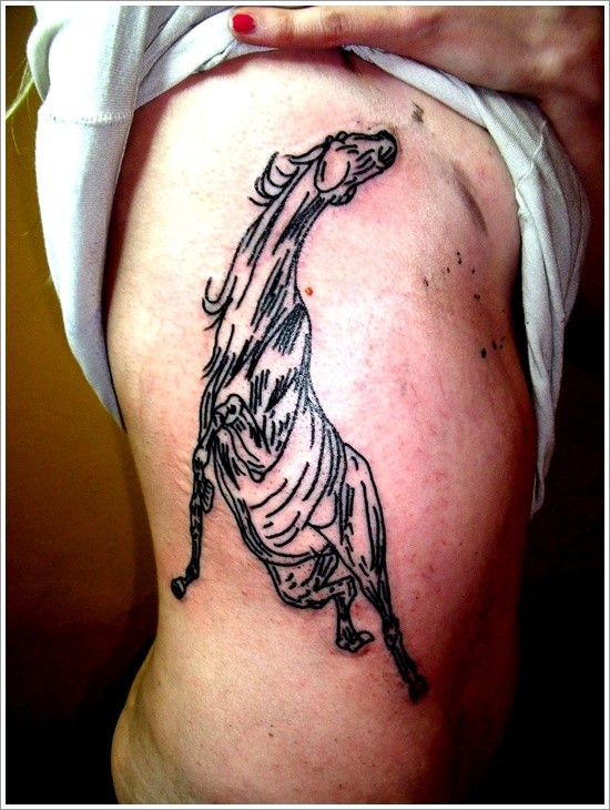 Simple homemade back ink big side tattoo of horse
