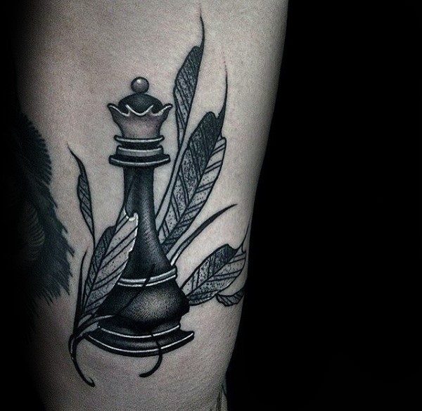 Simple homemade style arm tattoo of chess figure