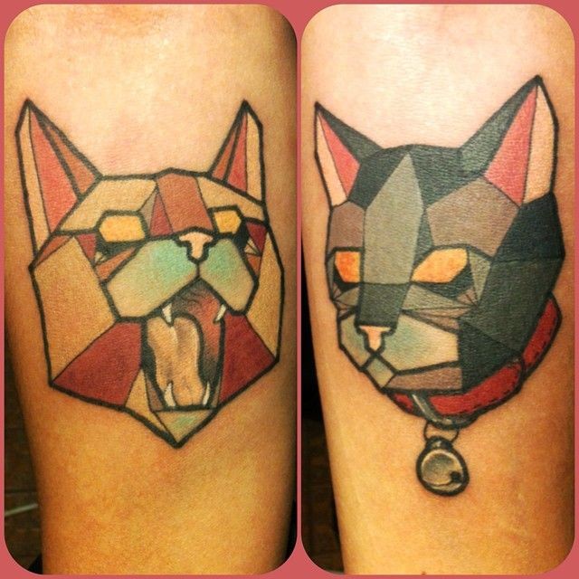 Einfaches selbstgemachtes Art farbige Katzen Tattoo