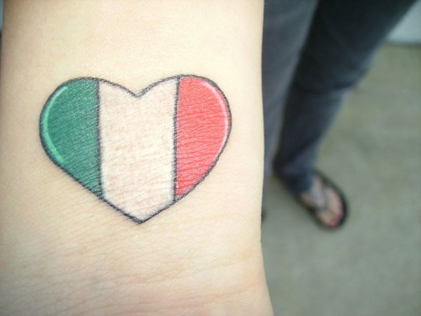 Simply heart with colors of italy tattoo
