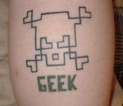 Skull geek tattoo design on leg