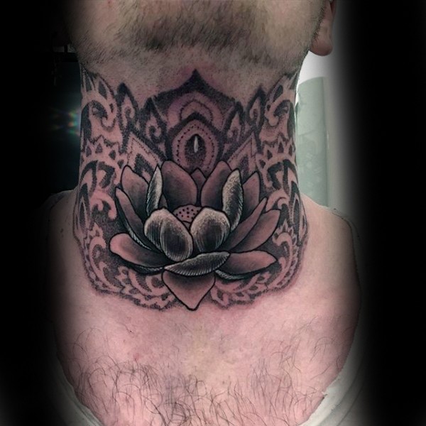 Small black ink dot style lotus flower
