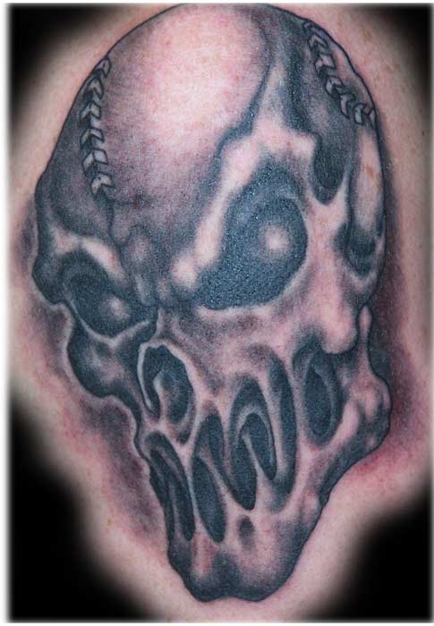 Spooky skull tattoo