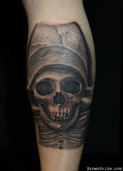 Mauerwerk Stil Arm Tattoo von  Skelett mit Hut