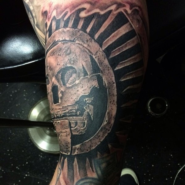 Stonework style large biceps tattoo of ancient statue