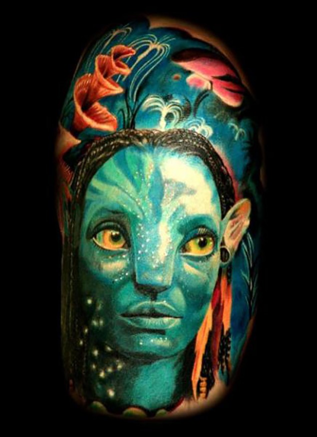 Tatuaje  de Avatar  impresionante 3D de varios colores