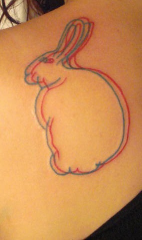 Tatuaggio semplice 3D il coniglio
