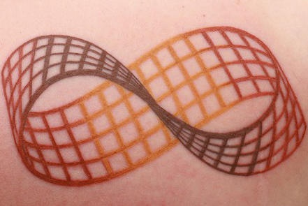 Realistic möbius strip coloured tattoo