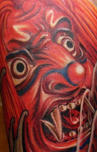 Oni  giapponese 
demonio colorato 
tatuaggio