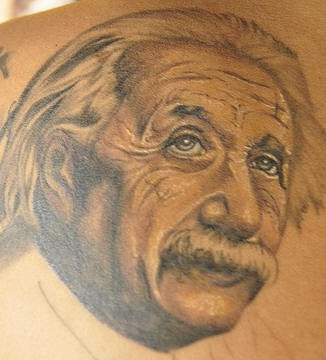 Einstein photo on tattoo