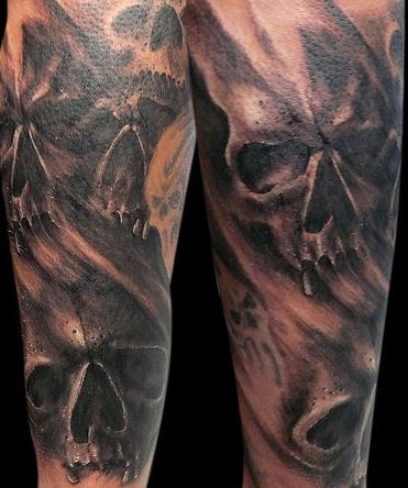 Black skulls 3d tattoo